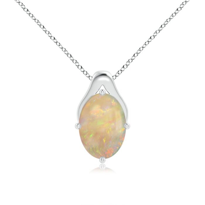17.21x13.18x5.37mm aa opal 18k white gold pendant