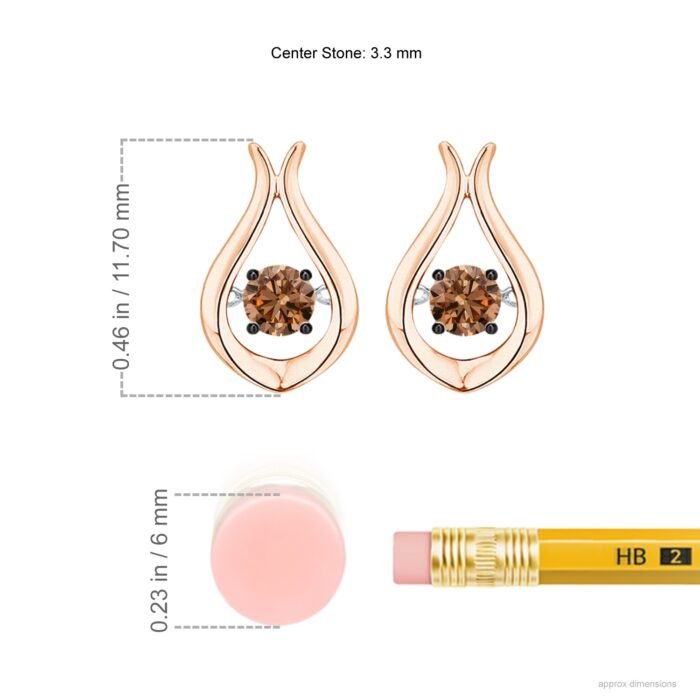 3.3mm aaaa coffee diamond rose gold earrings 2