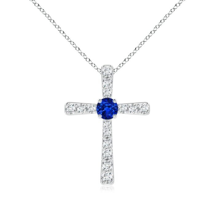 3.5mm aaaa blue sapphire white gold pendant