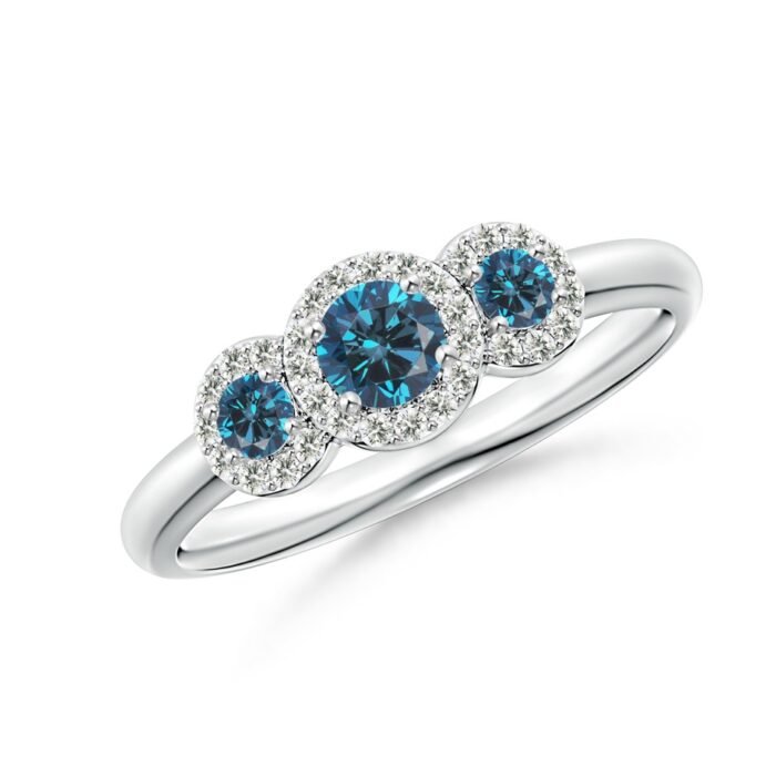 3.8mm aaa enhanced blue diamond white gold ring