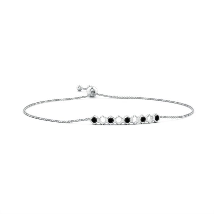 3mm aaa black onyx white gold bracelet