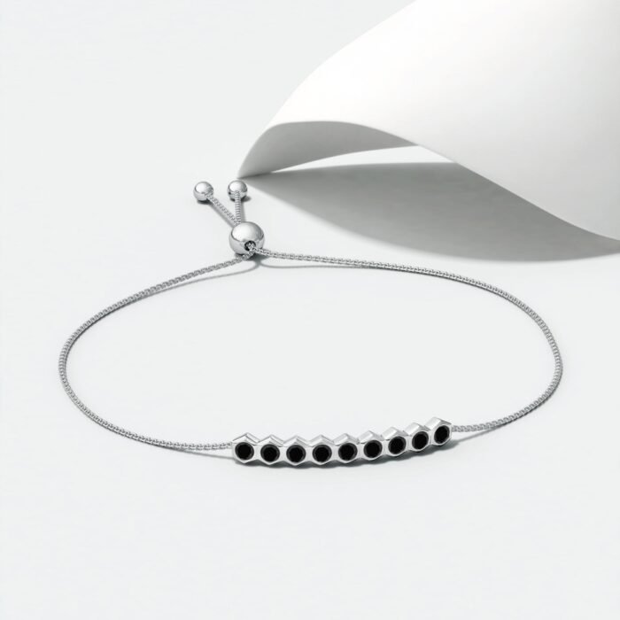 3mm aaa black onyx white gold bracelet 4 1