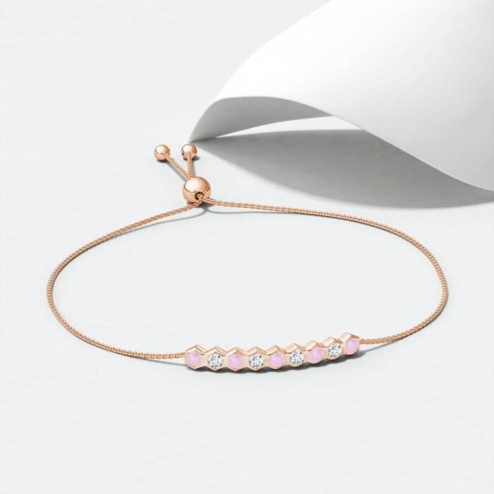 3mm aaa rose quartz rose gold bracelet 4