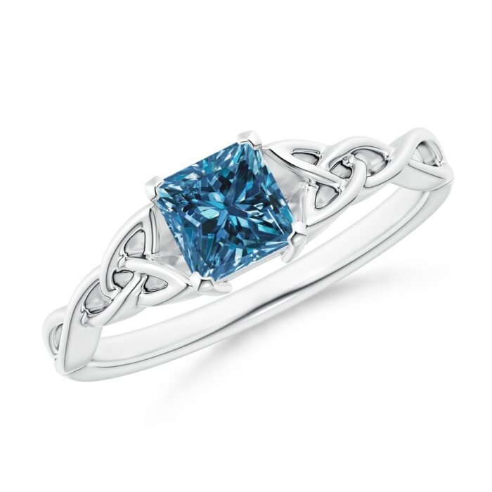 4.9mm aaa enhanced blue diamond white gold ring