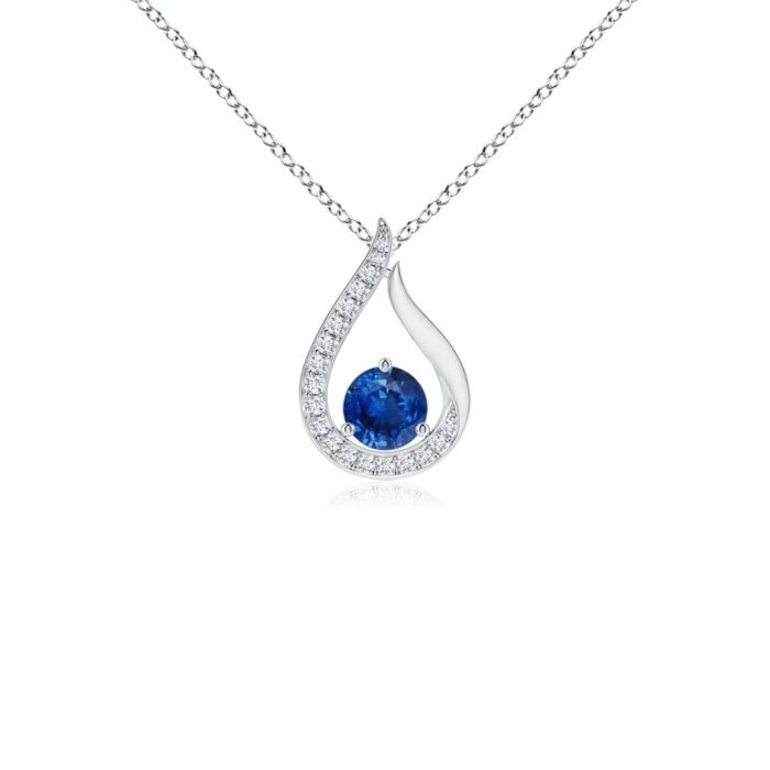 4mm aaa blue sapphire white gold pendant 1