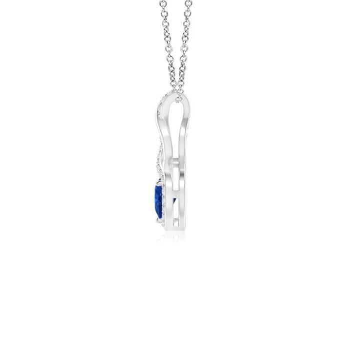 4mm aaa blue sapphire white gold pendant 2