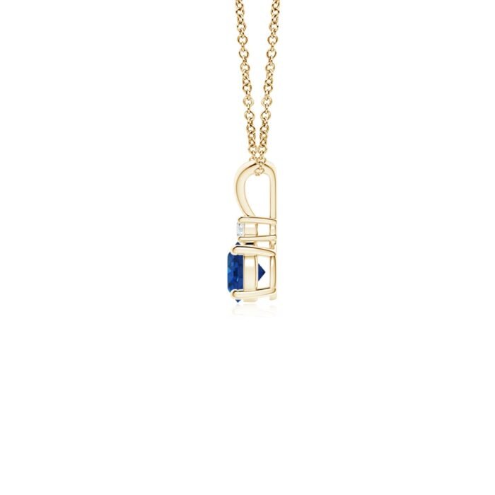 4mm aaa blue sapphire yellow gold pendant 2