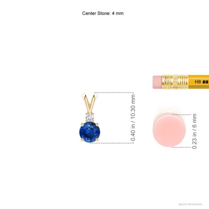 4mm aaa blue sapphire yellow gold pendant 3