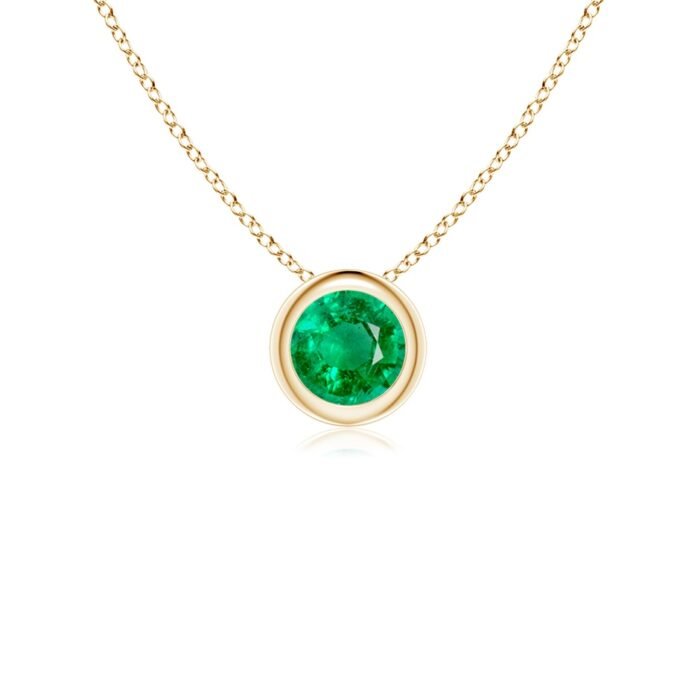 4mm aaa emerald yellow gold pendant