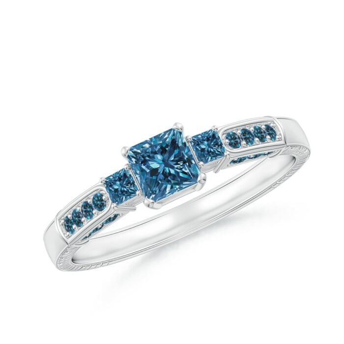 4mm aaa enhanced blue diamond white gold ring