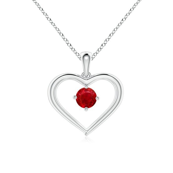 4mm aaa ruby white gold pendant