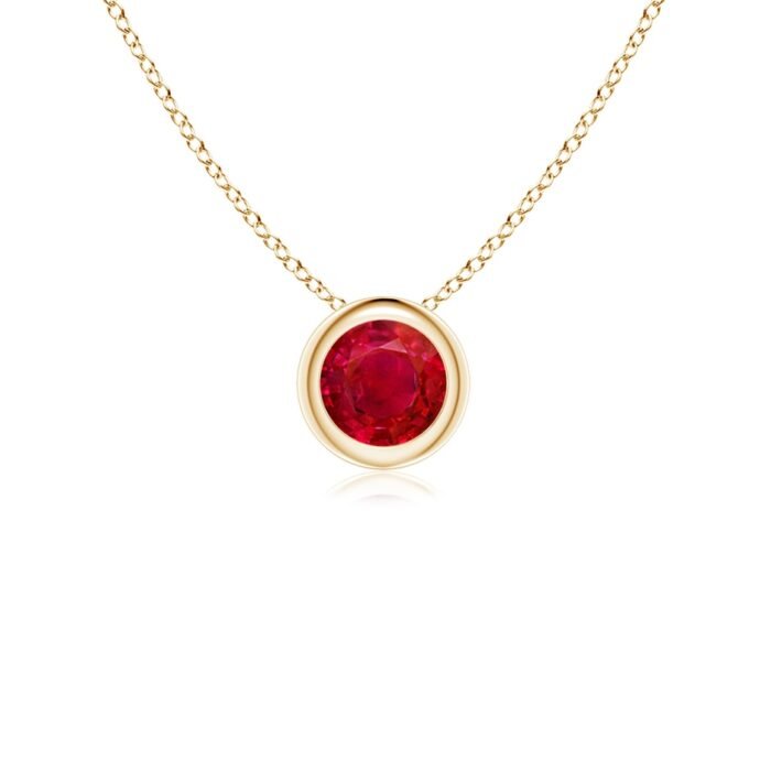 4mm aaa ruby yellow gold pendant