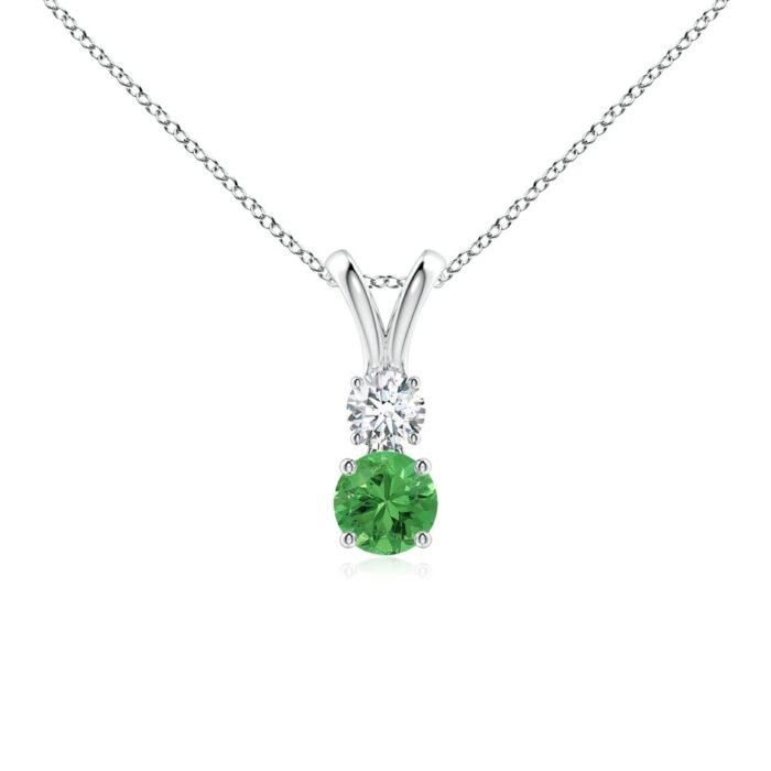 4mm aaa tsavorite white gold pendant