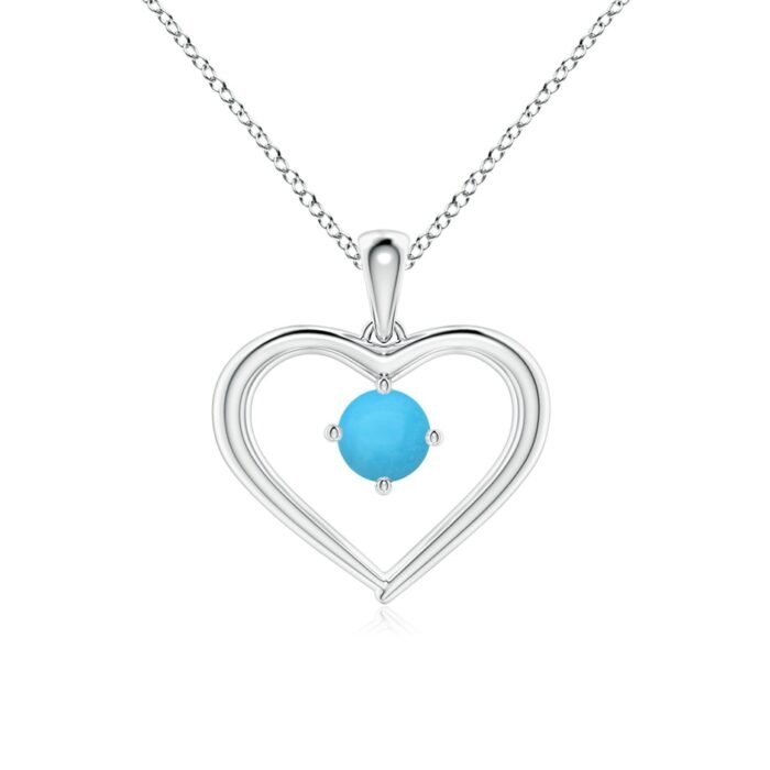 4mm aaa turquoise white gold pendant