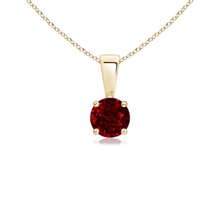 4mm aaaa ruby yellow gold pendant