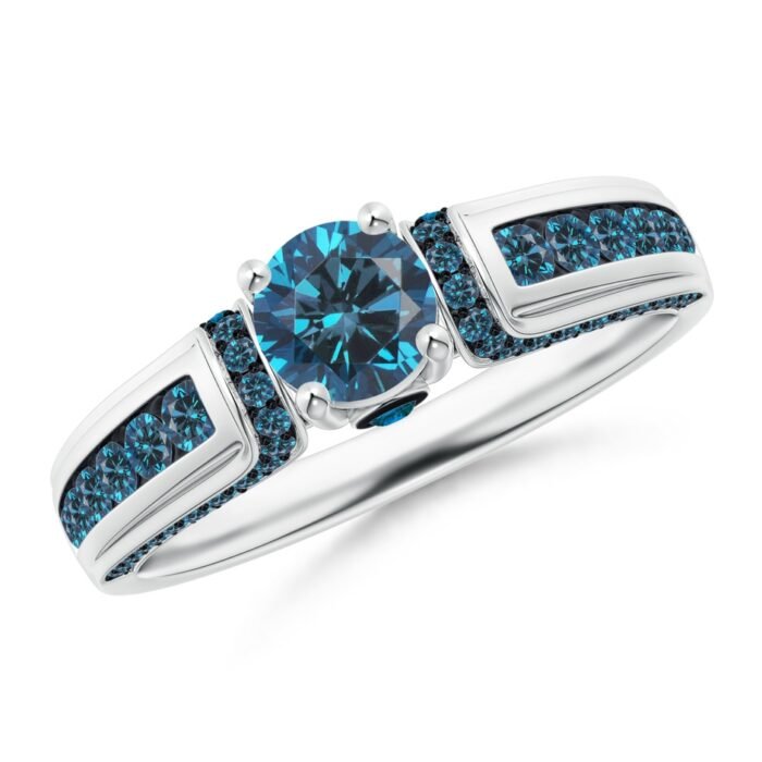 5.1mm aaa enhanced blue diamond white gold ring