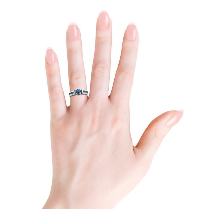 5.1mm aaa enhanced blue diamond white gold ring 4