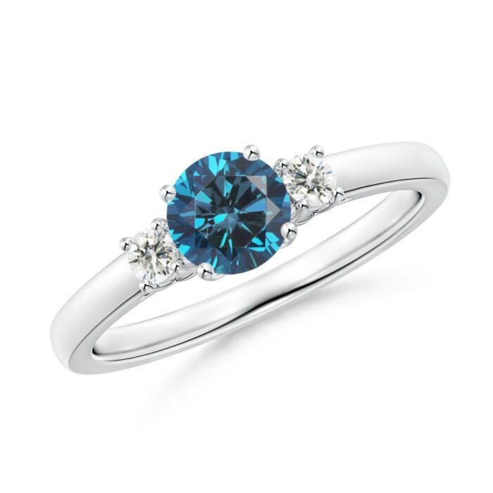 5.5mm aaa enhanced blue diamond white gold ring