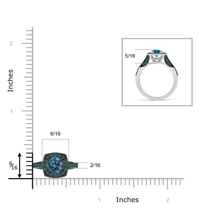 5.5mm aaa enhanced blue diamond white gold ring 4 1