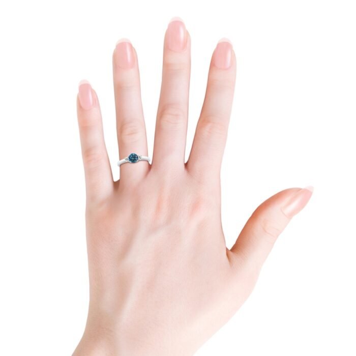 5.5mm aaa enhanced blue diamond white gold ring 4