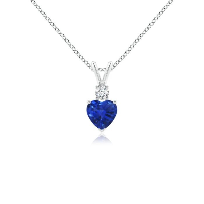 5mm aaa blue sapphire white gold pendant 1