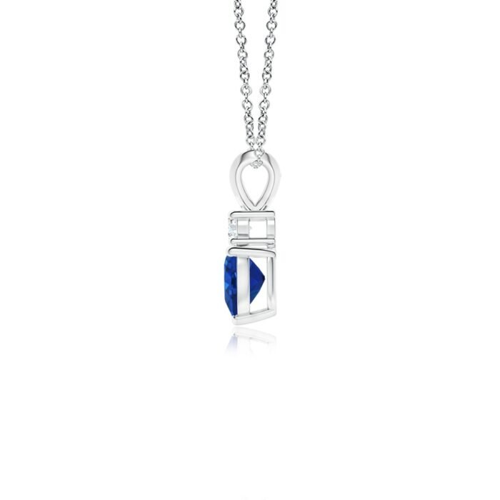 5mm aaa blue sapphire white gold pendant 2 1