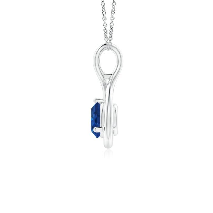 5mm aaa blue sapphire white gold pendant 2