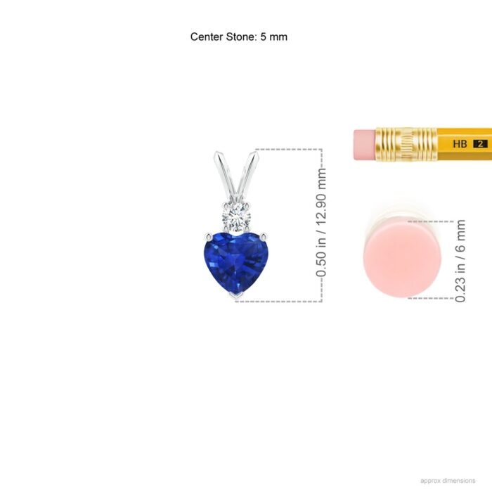 5mm aaa blue sapphire white gold pendant 3 1