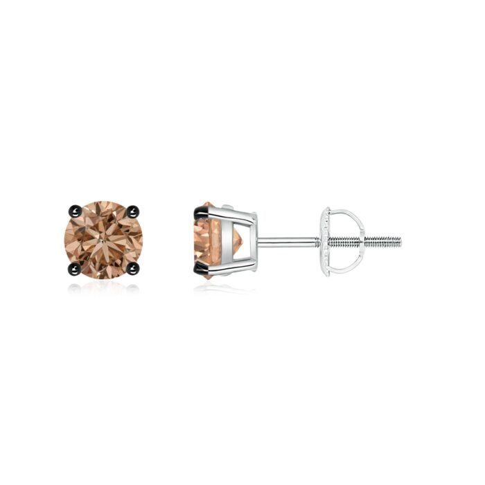 5mm aaa coffee diamond white gold earrings