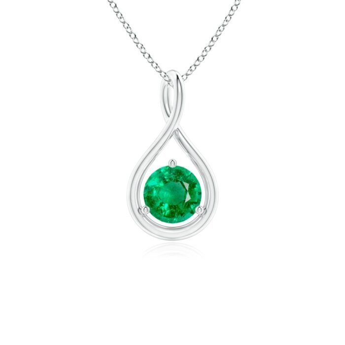 5mm aaa emerald white gold pendant 2