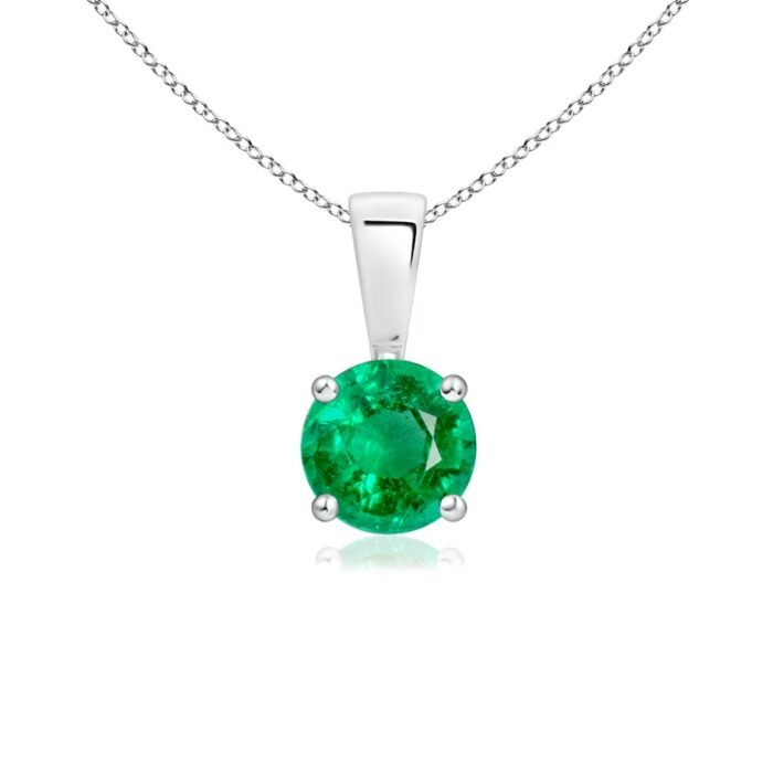 5mm aaa emerald white gold pendant