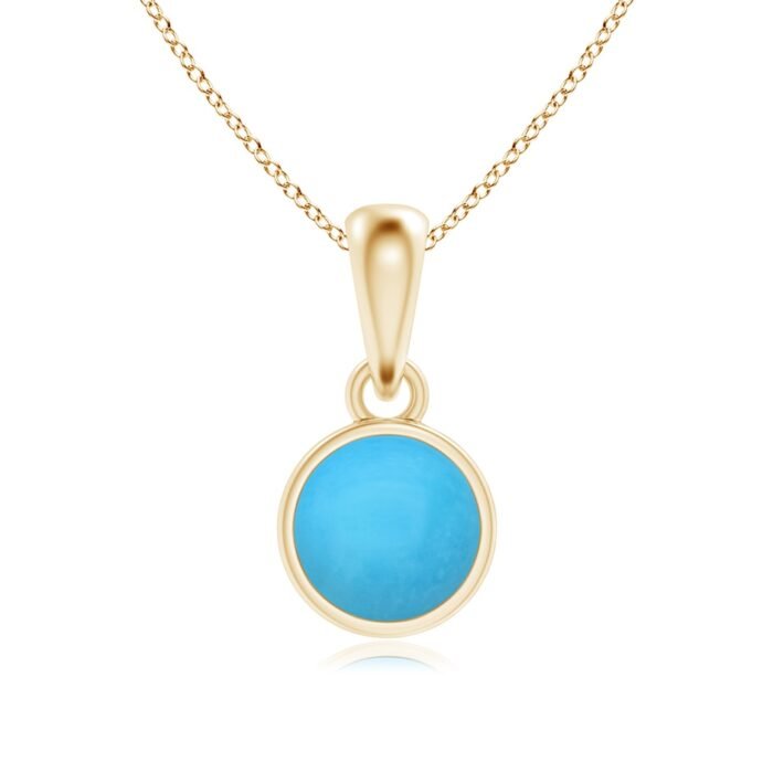 5mm aaa turquoise yellow gold pendant