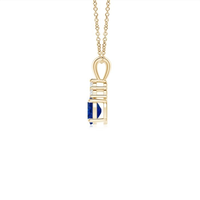 5x4mm aaa blue sapphire yellow gold pendant 2