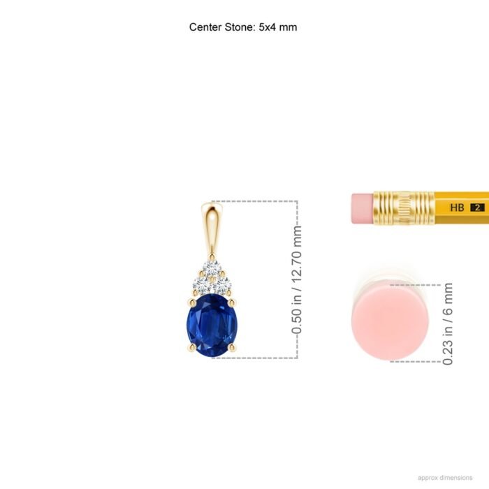 5x4mm aaa blue sapphire yellow gold pendant 3