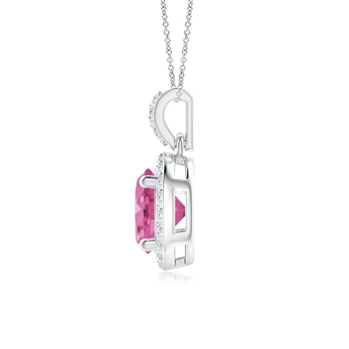 6mm aaa pink sapphire white gold pendant 2