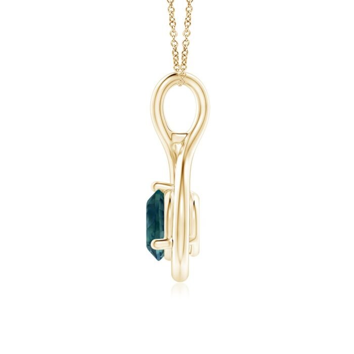 6mm aaa teal montana sapphire yellow gold pendant 2