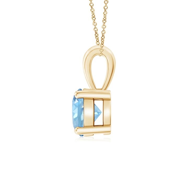 6mm aaaa aquamarine yellow gold pendant 200