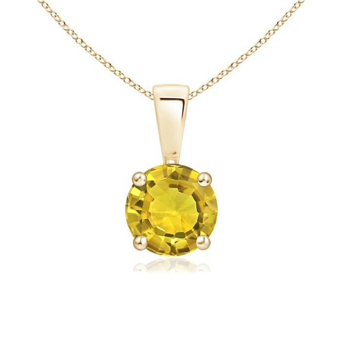 6mm aaaa yellow sapphire yellow gold pendant