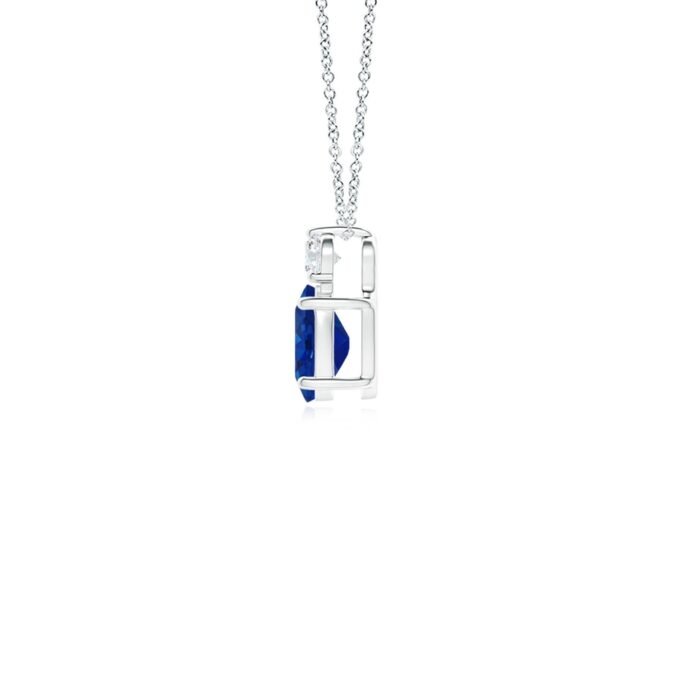 6x4mm aaa blue sapphire white gold pendant 2