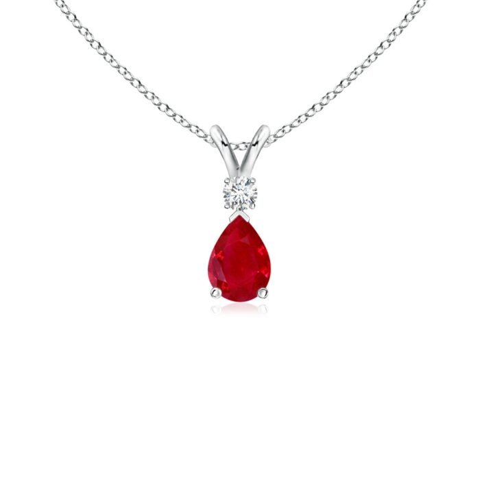 6x4mm aaa ruby white gold pendant