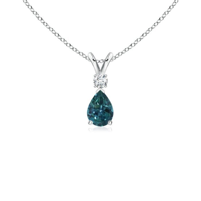 6x4mm aaa teal montana sapphire white gold pendant