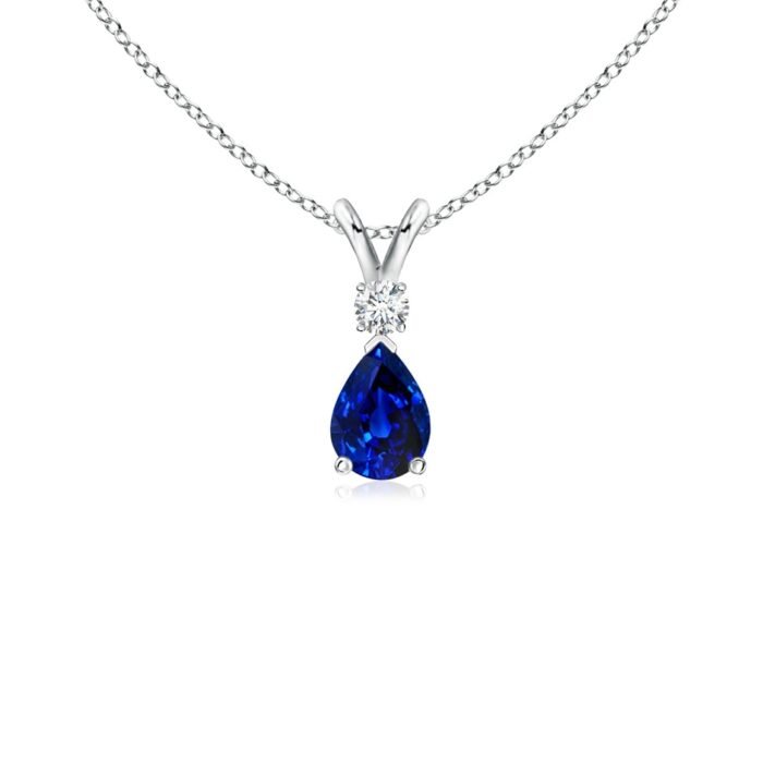 6x4mm aaaa blue sapphire white gold pendant