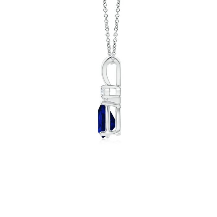 6x4mm aaaa blue sapphire white gold pendant 2