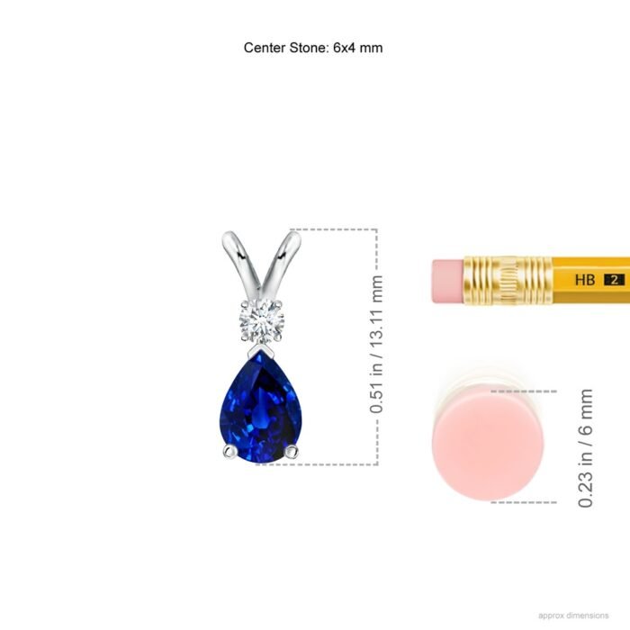 6x4mm aaaa blue sapphire white gold pendant 4