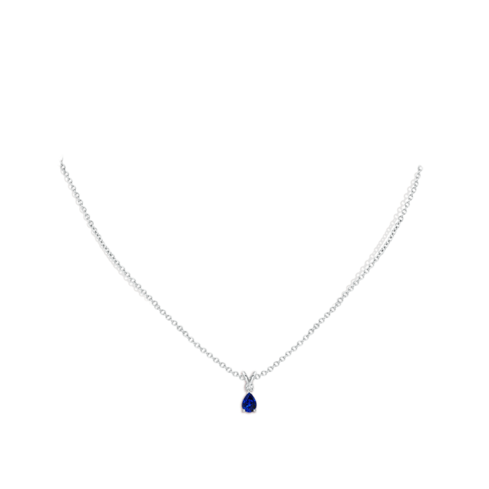 6x4mm aaaa blue sapphire white gold pendant 5