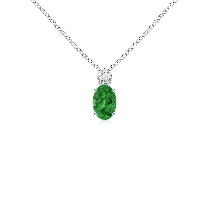 6x4mm aaaa tsavorite p950 platinum pendant