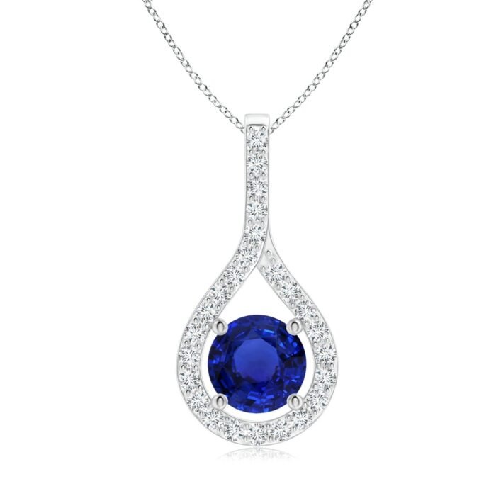 7.87x7.87x4.57mm aaaa blue sapphire 18k white gold pendant