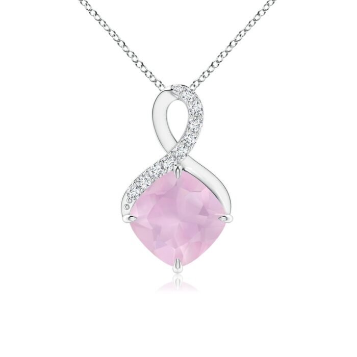 7mm aaa rose quartz white gold pendant 1