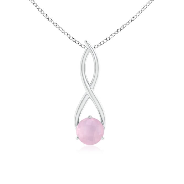 7mm aaa rose quartz white gold pendant