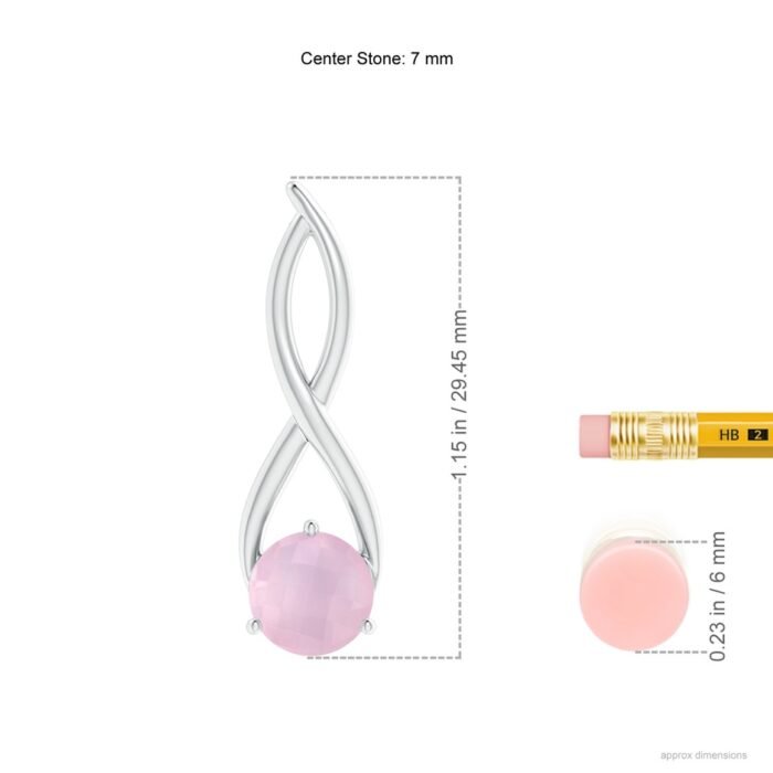 7mm aaa rose quartz white gold pendant 3